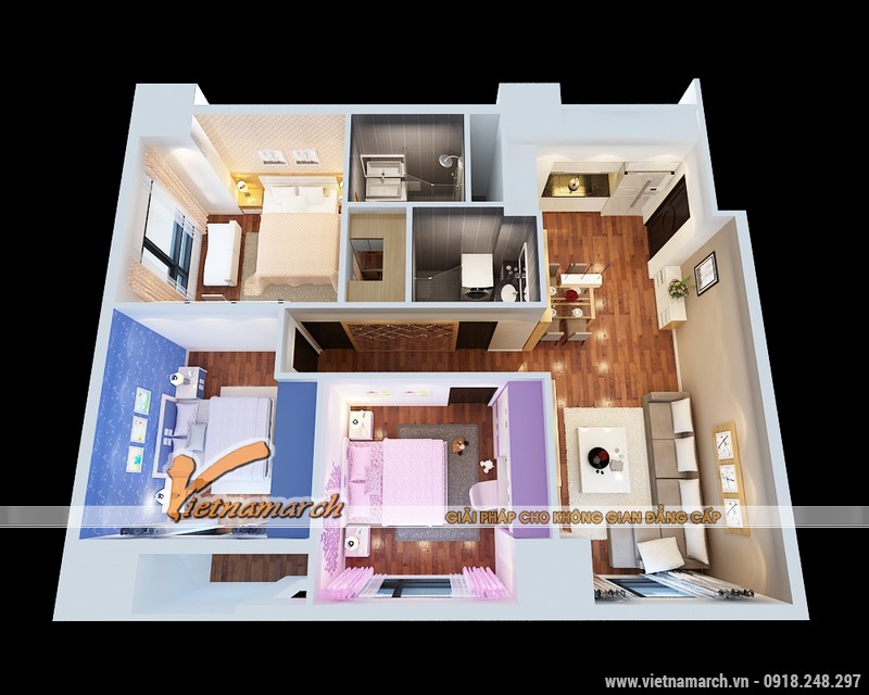 Thiết kế nội thất căn hộ T8 1201 nhà chị Hoàn 03
