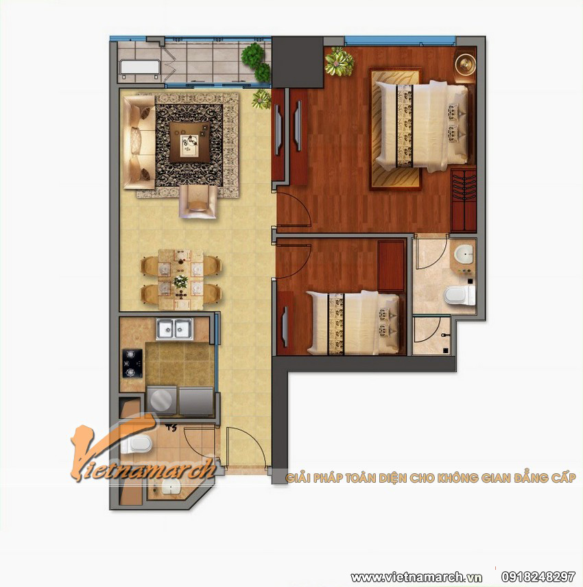Thiết kế nội thất chung cư Times City căn hộ 104.8 m2 - 01