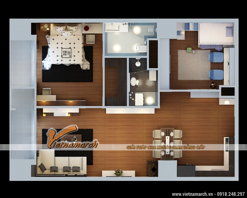 Thiết kế nội thất chung cư Times City căn hộ 98m2 01