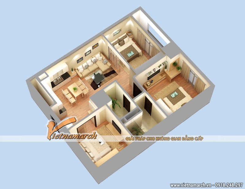 Thiết kế nội thất chung cư Times City căn hộ mẫu 02