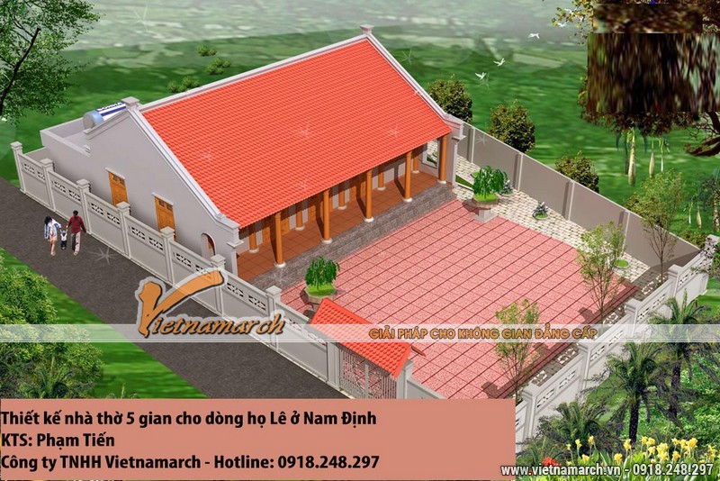 Thiết kế nhà thờ họ Lê, nhà thờ 5 gian ở Nam Định 01