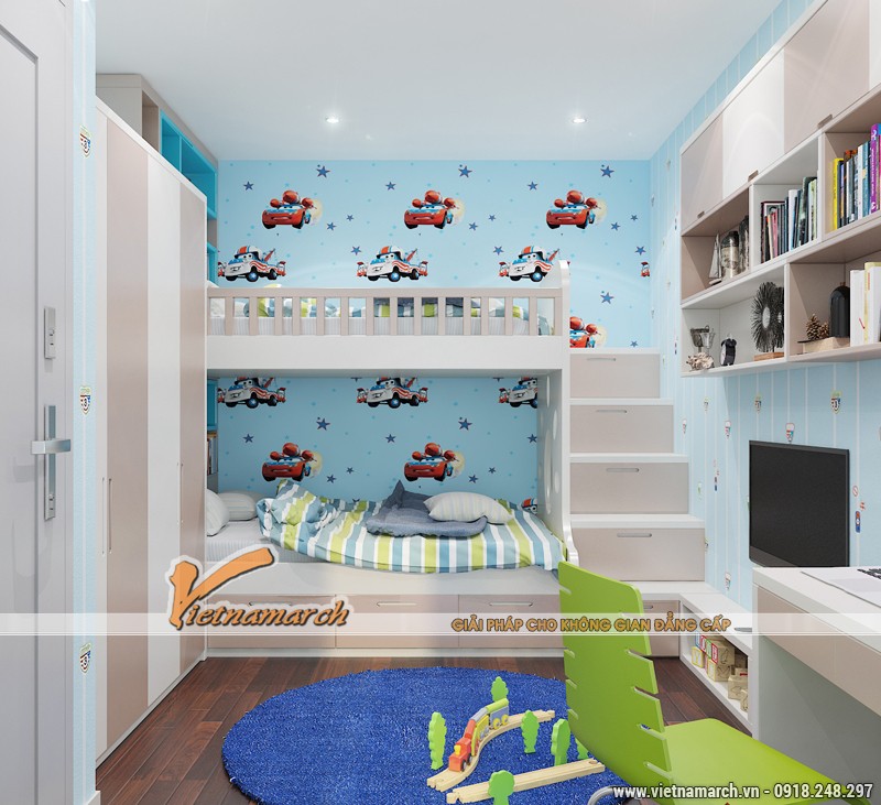 Thiết kế nội thất phòng ngủ cho con căn hộ T3-1211 nhà chị Hương 09
