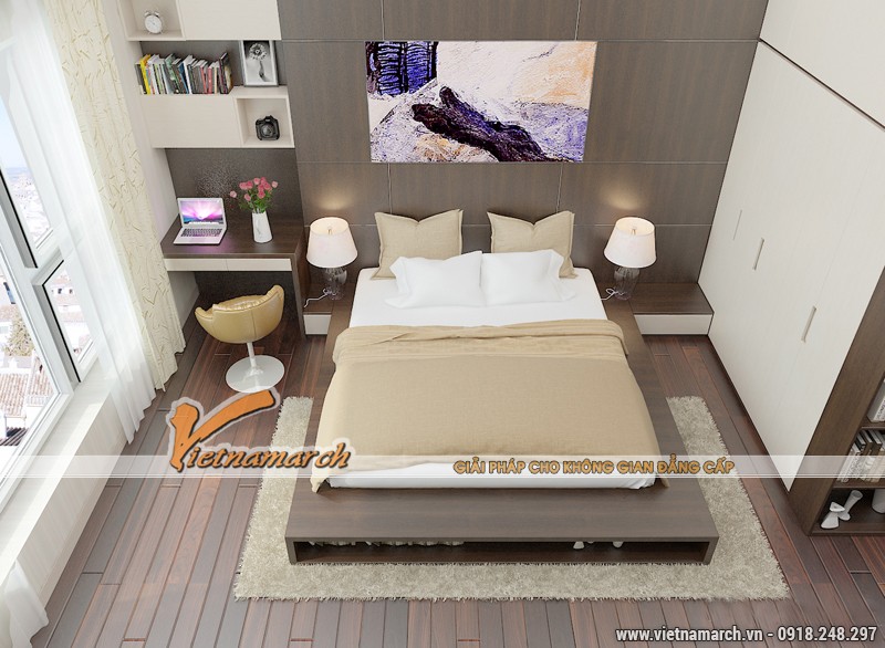 Thiết kế nội thất chung cư, nội thất phòng ngủ căn hộ T3-1211 nhà chị Hương 04