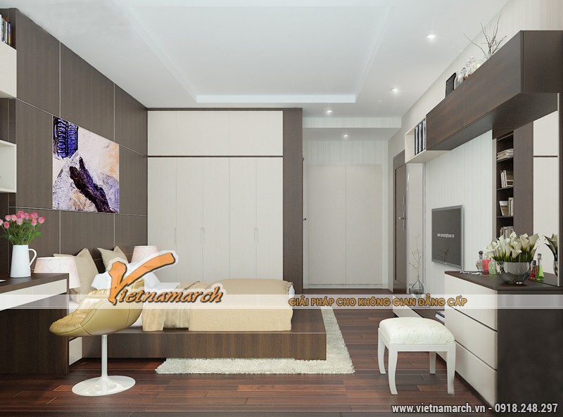 Thiết kế nội thất chung cư, nội thất phòng ngủ căn hộ T3-1211 nhà chị Hương 07
