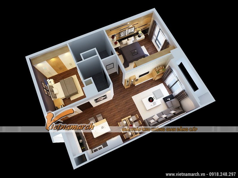 Thiết kế nội thất chung cư Times City căn hộ T2 - 1718 nhà chị Minh 12