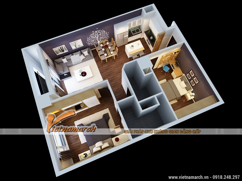 Thiết kế nội thất chung cư Times City căn hộ T2 - 1718 nhà chị Minh 13