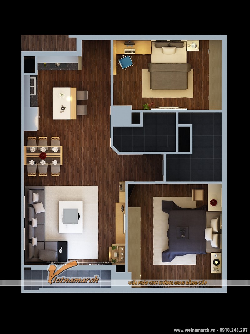 Thiết kế nội thất chung cư Times City căn hộ T2 - 1718 nhà chị Minh 14