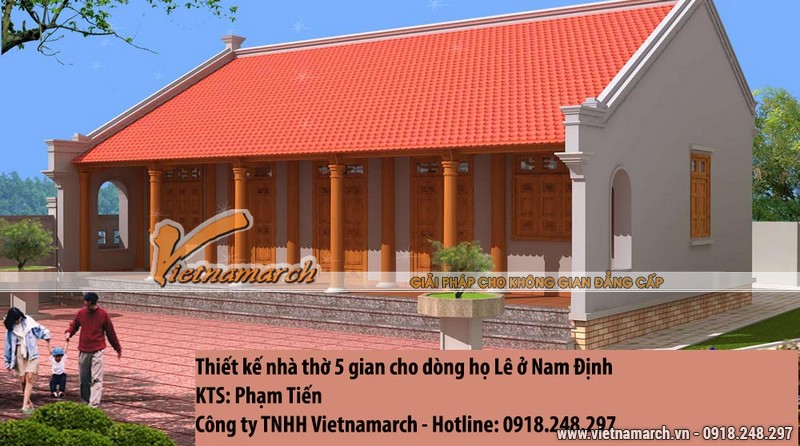 Thiết kế nhà thờ họ Lê, nhà thờ 5 gian ở Nam Định 01