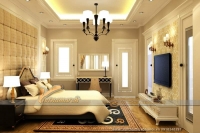 Phòng ngủ cuốn hút hơn cùng thiết kế trần thạch cao tân cổ điển 